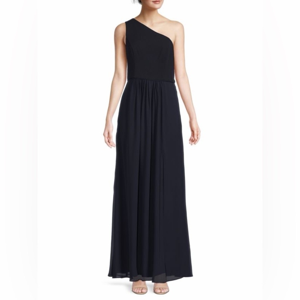 Adrianna Papell Women’s One Shoulder Chiffon Gown Dress